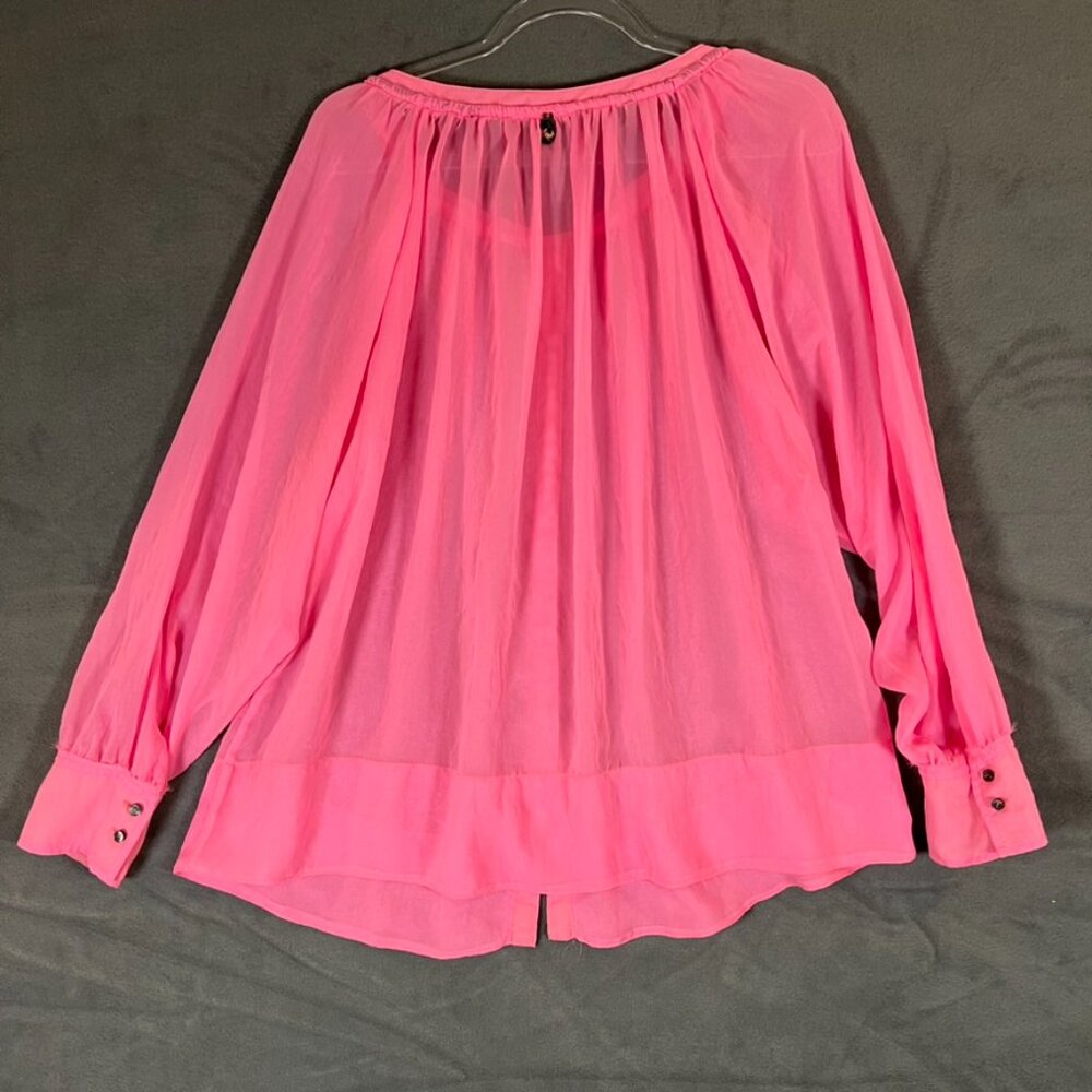 Marc Cain Sport Super Pink XL Button Down Blouse drawstring - Picture 4 of 6